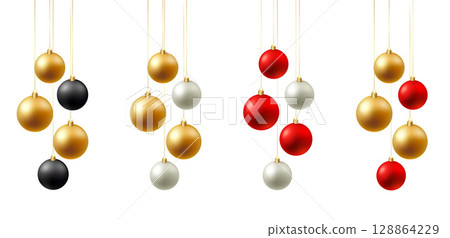 Color Christmas Baubles set isolated on white background. Color Christmas Baubles set isolated on white background. 128864229
