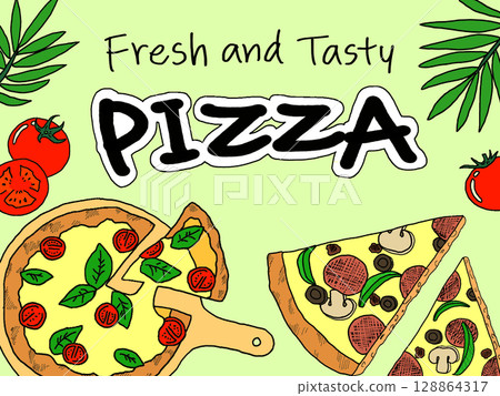 Colorful illustration of stylish pizza Colorful illustration of stylish pizza 128864317