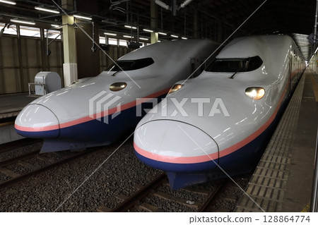 Shinkansen E4 Series Max lined up Shinkansen E4 Series Max lined up 128864774