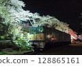 Cherry blossoms at night and an electric locomotive at Jinroku Sakura Park, Katsunuma, Koshu City 128865161