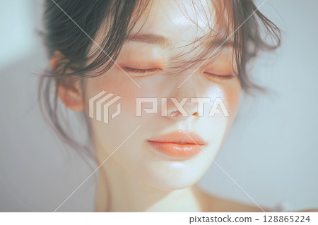 AI 生成的皮膚美麗的女性圖像 128865224