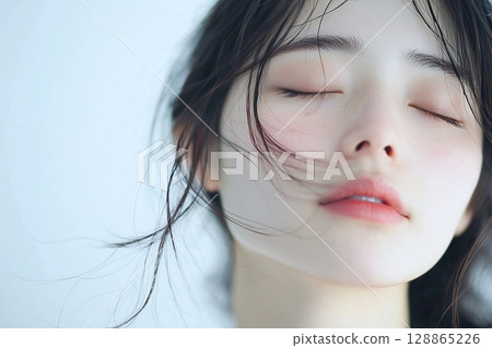 AI-generated image of a woman with beautiful skin 128865226