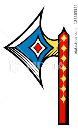 Axe Medieval Weapon Vintage Woodcut Tattoo Style 128865523