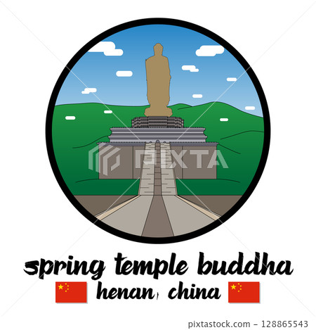 Circle Icon Spring Temple Buddha. Vector illustration Circle Icon Spring Temple Buddha. Vector illustration 128865543