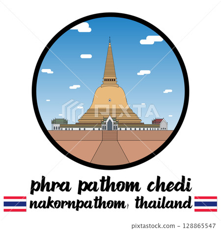 Circle Icon Phra Pathom Chedi. Vector illustration Circle Icon Phra Pathom Chedi. Vector illustration 128865547
