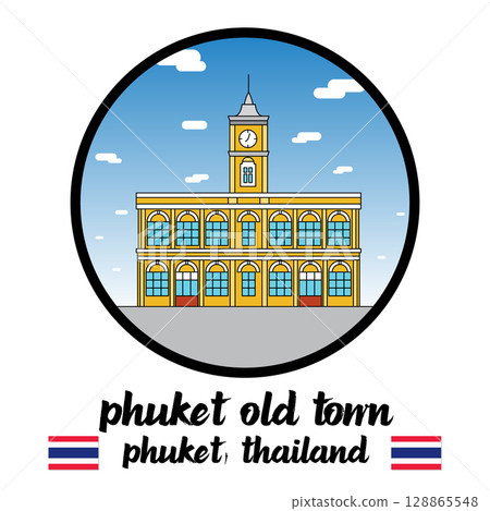 Circle Icon Phuket Old Town. Vector illustration Circle Icon Phuket Old Town. Vector illustration 128865548