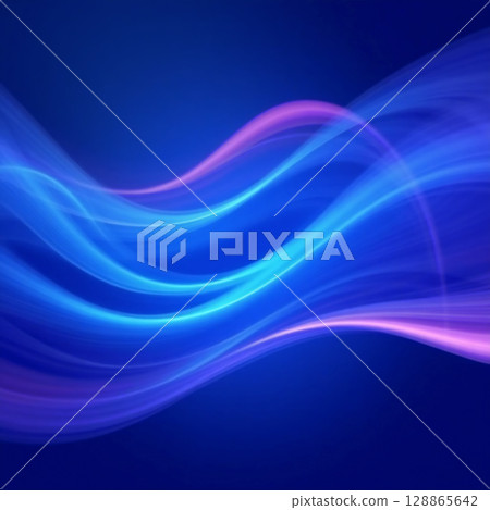 Colorful blue and pink waves intertwine against a deep background, creating an ethereal atmosphere that captivates and inspires creativity Generative AI 128865642