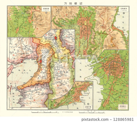 Old map of the Kinki region (Kyoto, Osaka, Nara) in 1920 128865981