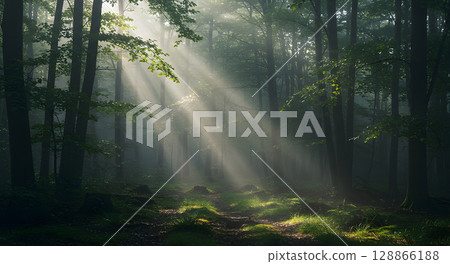 fog in the forest 128866188