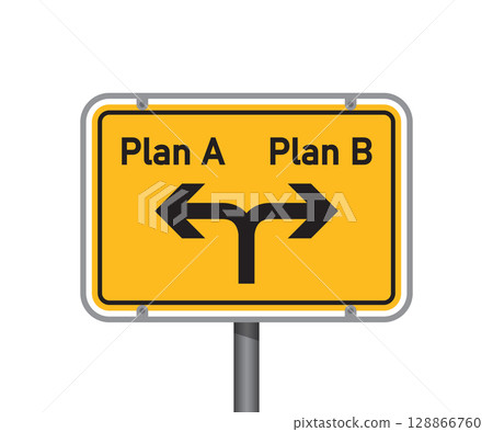 yellow traffic sign with words plan A and plan b isolated vector illustration 128866760