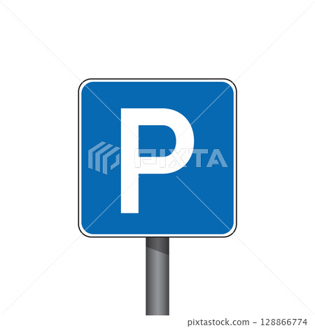 blue traffic sign parking isolated vector illustration 128866774