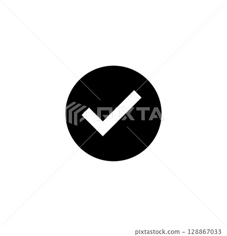 black tick in circle vector icon illustration isolated on white background black tick in circle vector icon illustration isolated on white background 128867033