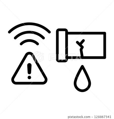 Water leak sensor icon. It detects a water leak and issues an alert. 128867341