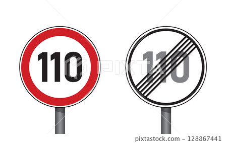 traffic signs set speed limit 110 isolated vector illustration 128867441