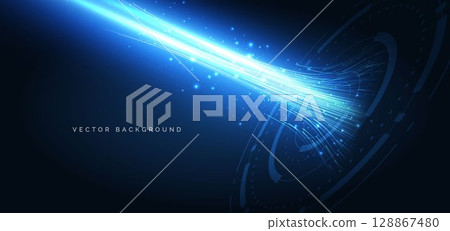 Technology circle hi tech neon blue light ray on dark blue background. Futuristics technology concept. 128867480