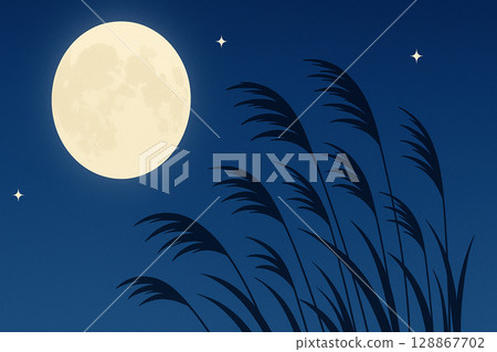 滿月與搖曳的紫芒 128867702