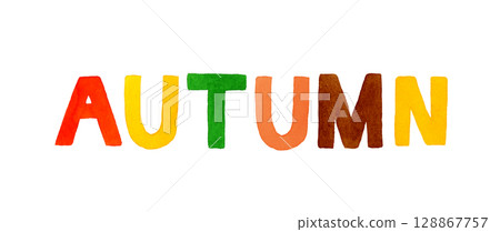 Colorful handwritten letters of AUTUMN 128867757
