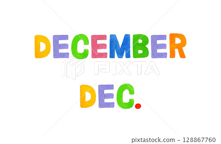 Colorful handwritten lettering for December 128867760