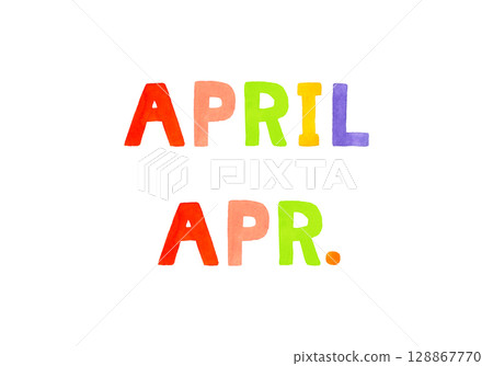 四月的彩色手寫字體 128867770
