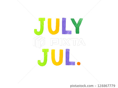 July Large Letters Colorful handwritten letters of JULY - Stock Illustration [128867779 ...