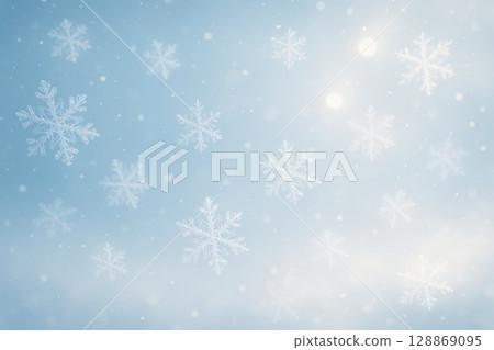 Delicate Snowflake Overlay on Frosty Gradient 128869095