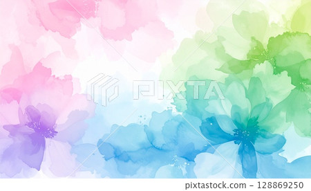柔和的色彩柔和的水彩花卉背景 柔和的色彩柔和的水彩花卉背景 128869250