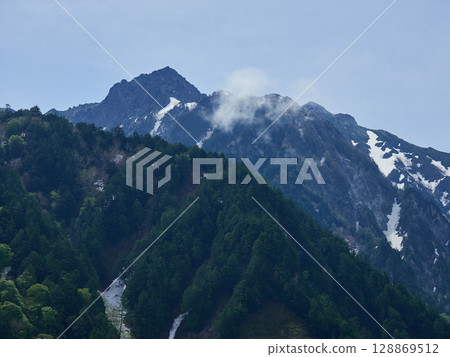 Scenery of the tourist attraction, the Tateyama mountain range, in early summer Scenery of the tourist attraction, the Tateyama mountain range, in early summer 128869512