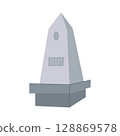A cute obelisk gravestone illustration, perfect for Halloween designs, spooky decorations, and themed projects. Fun and whimsical cemetery element ideal for posters, cards, and digital artwork. 128869578