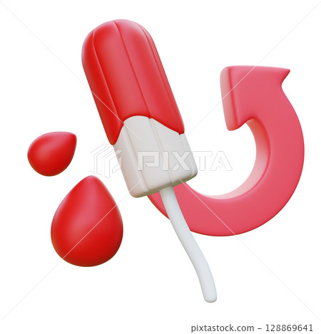 cartoon style menstruation Menstrual cycle with tampon and blood drop 3D graphic 128869641