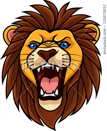 Lion head roar on white background 128870052