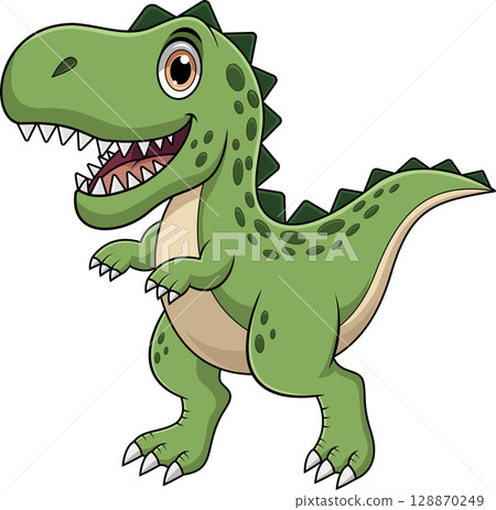 Cartoon happy tyrannosaurus rex 128870249