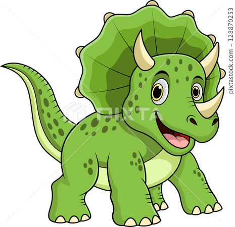 Cartoon happy triceratops 128870253