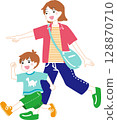 媽媽和孩子外出插畫 128870710