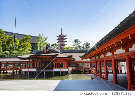 世界遺產、日本最美的三大嚴島神社 廣島縣廿日市市宮島參拜殿 128871182