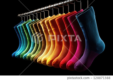colorful socks isolated on black 128871388