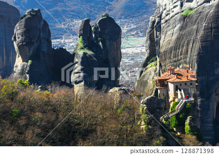 The Holy Monastery of Saint Nicholas of Anapafsas. One of the six monasteries of Meteora. Kalambaka, Greece 128871398
