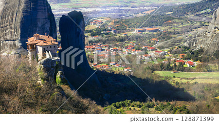 The Holy Monastery of Saint Nicholas of Anapafsas. One of the six monasteries of Meteora. Kalambaka, Greece 128871399