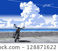 Road where you can see the sea 128871622