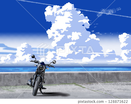 Road where you can see the sea 128871622