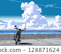 Road where you can see the sea 128871624