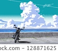 Road where you can see the sea 128871625