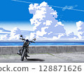Road where you can see the sea 128871626