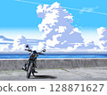 Road where you can see the sea 128871627