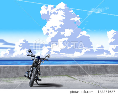 Road where you can see the sea 128871627