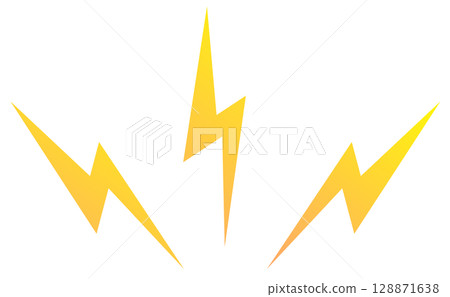 Illustration of a lightning bolt electric shock symbol receiving an electric shock or shock 128871638