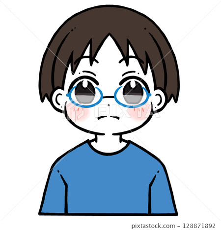 一個戴著眼鏡的驚訝男孩的插圖 128871892