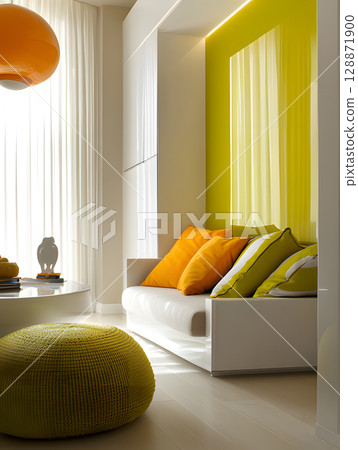 Kids room background for zoom calls. Creative Scandinavian interior. bright colorful design Kids room background for zoom calls. Creative Scandinavian interior. bright colorful design 128871900