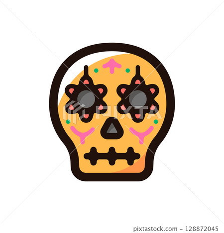 Calavera illustration icon (Mexico, Day of the Dead, traditional culture material) Calavera illustration icon (Mexico, Day of the Dead, traditional culture material) 128872045