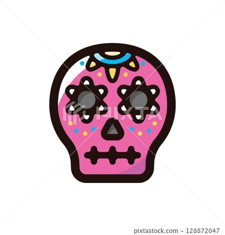 Calavera illustration icon (Mexico, Day of the Dead, traditional culture material) 128872047