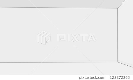 Empty White Room Corner with Subtle Shadows 128872263